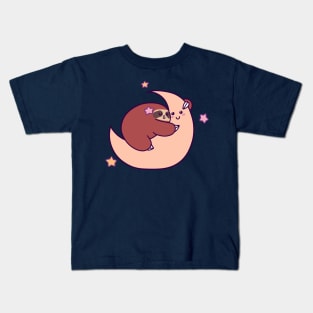 Sleeping Moon Sloth Kids T-Shirt